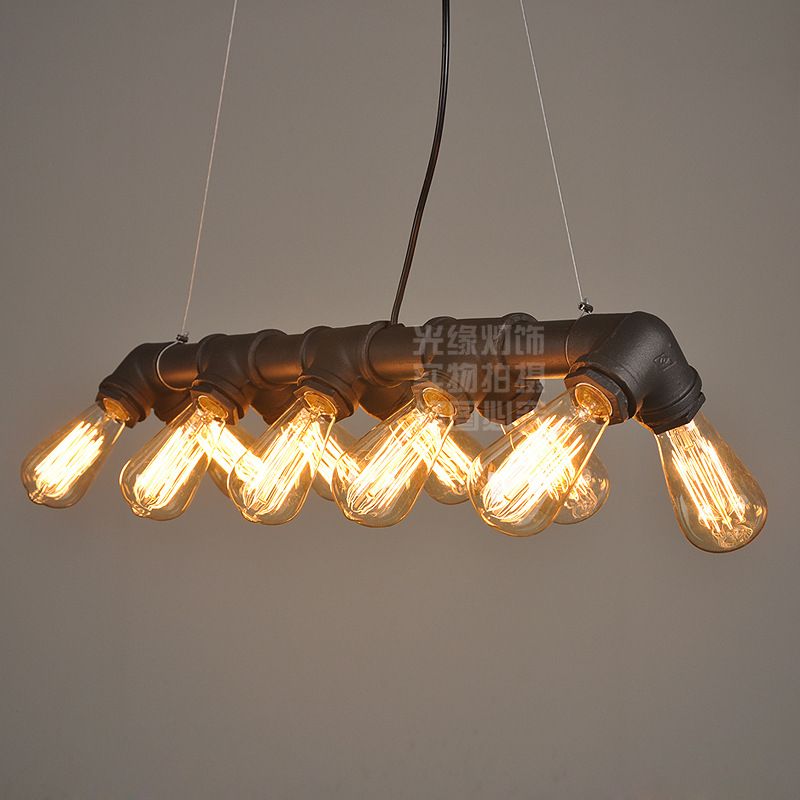 American Industrial Loft Water Pipe Steampunk Vintage Pendant Lights For Dining Room Bar Rust Black Home Decoration Pendant Lamp Ceiling Fans With