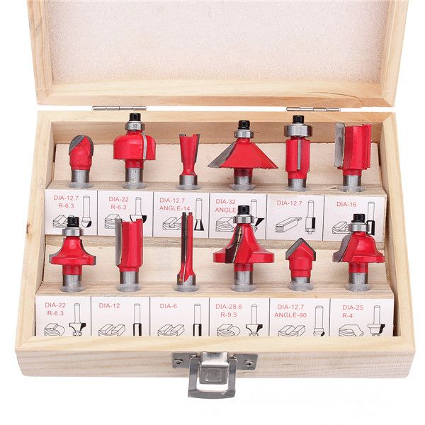 MDF Board Hardwood and Softwood 12pcs Router Bits,8mm Shank Cemented Suitable for Chipboard