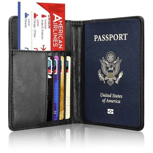 Titulaire de Portefeuille de Voyage bloquant RFID Passport étui de Protection en Cuir pour Cartes de crédit et Cartes didentité 