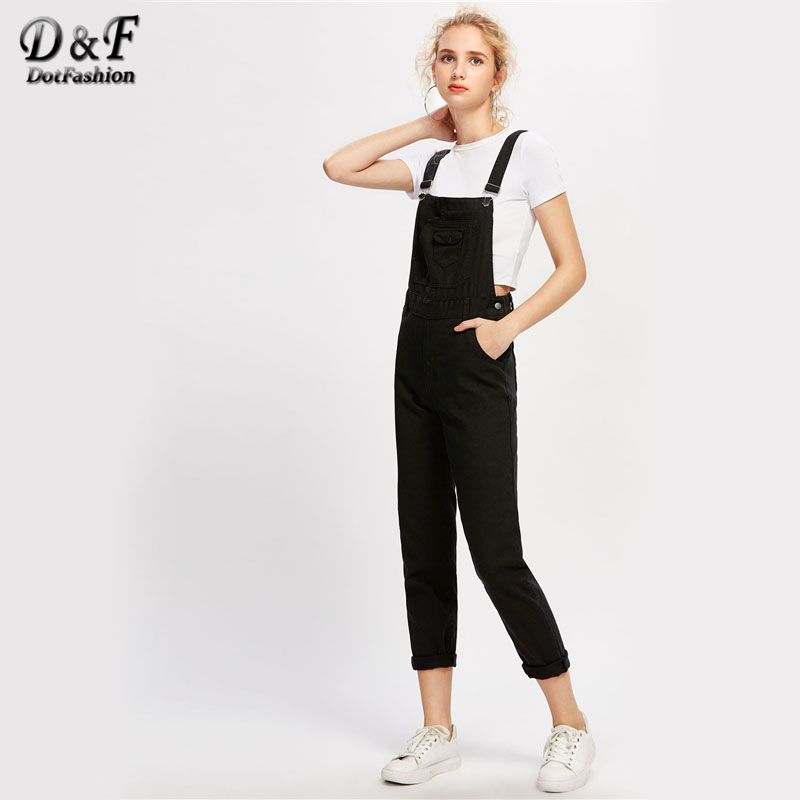 black denim dungarees womens