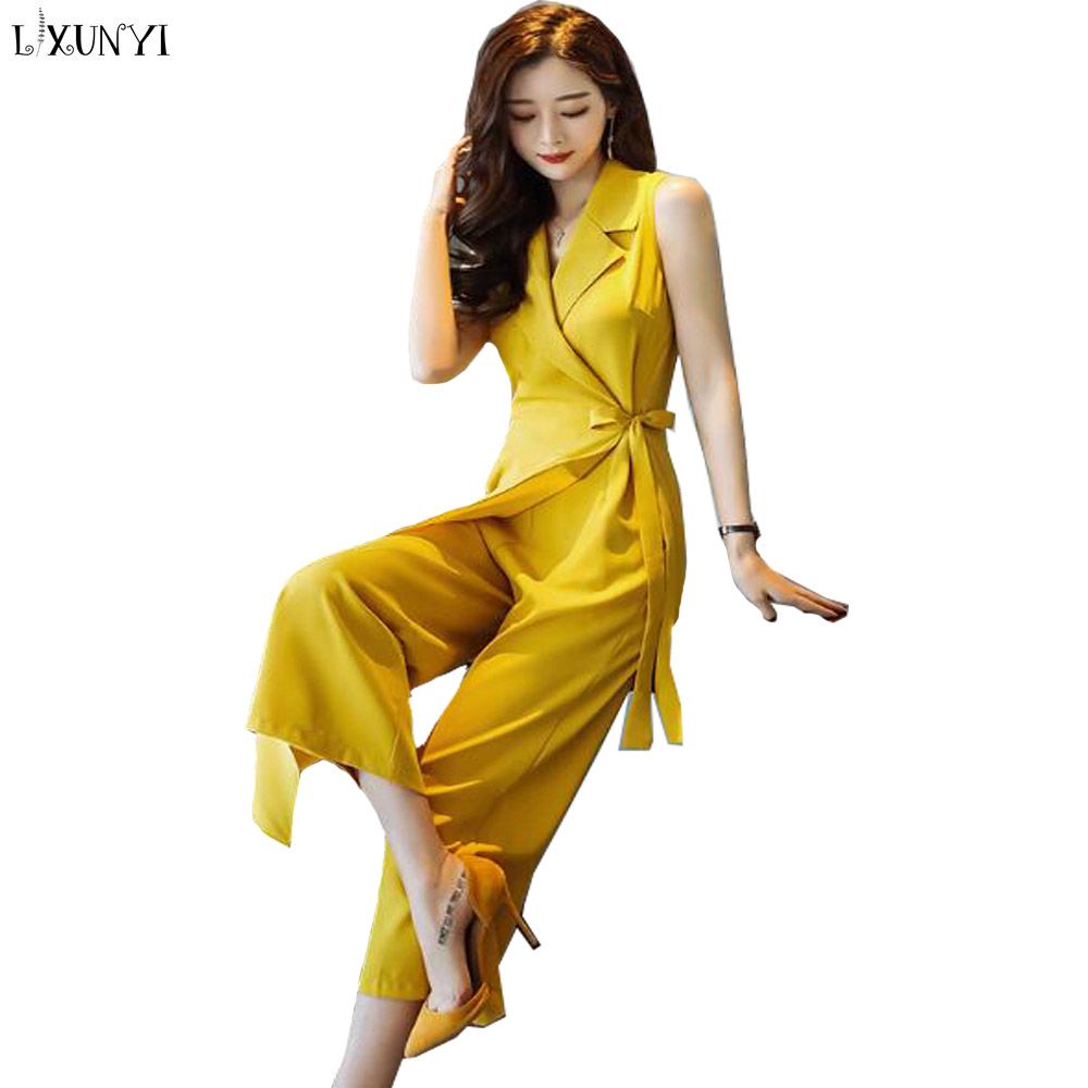 yellow chiffon jumpsuit