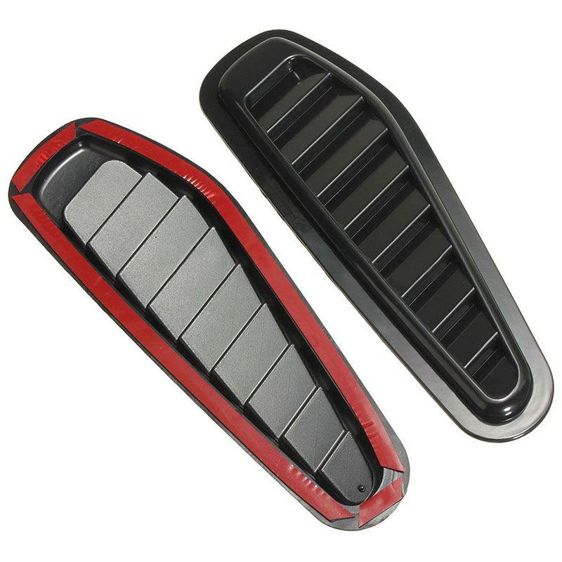 Pair Car BLACK Decorative Air Flow Fender Intake Hood Scoop Vent Bonnet Cover