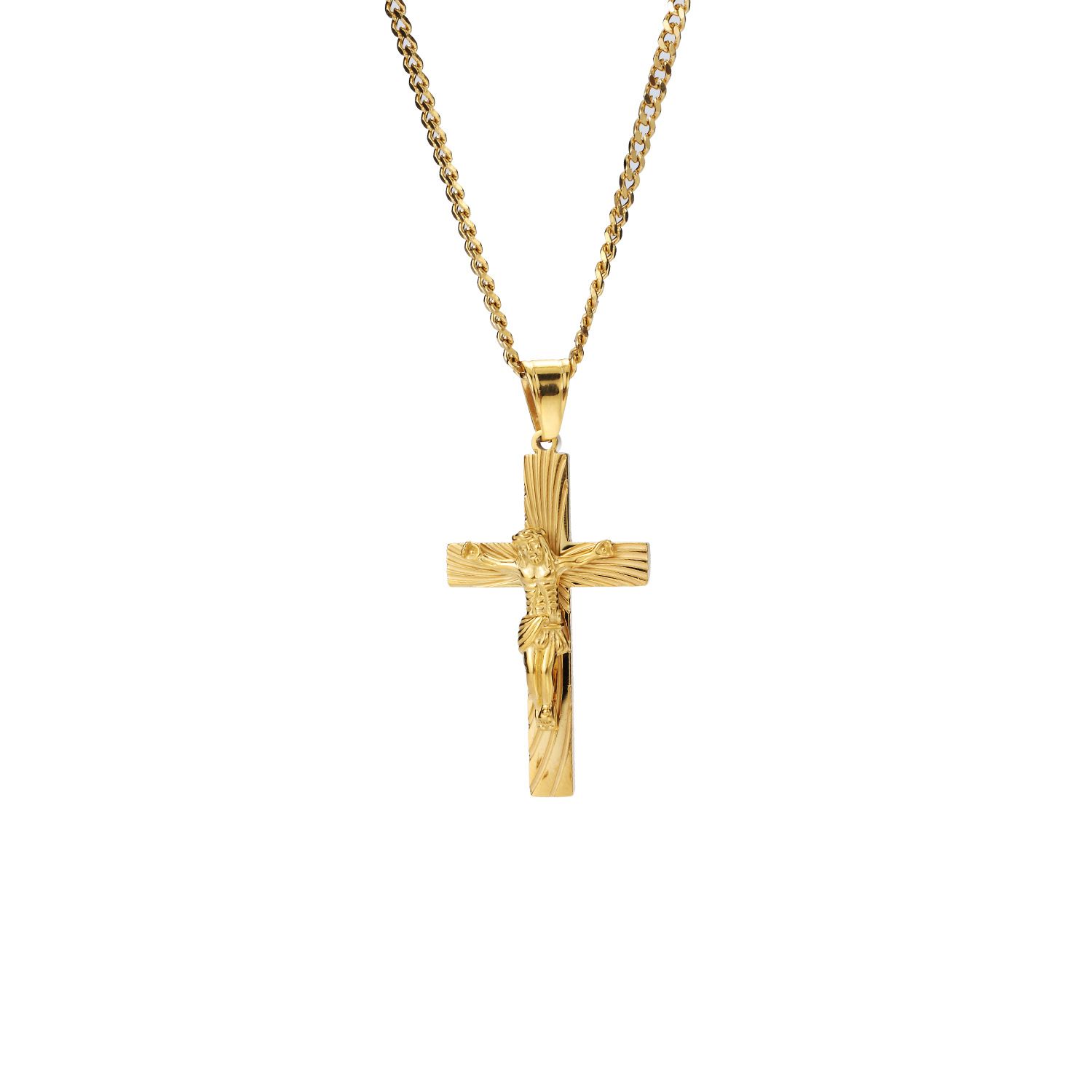 Grand Pendentif Collier Jésus sur la croix 10cm en Acier inoxydable