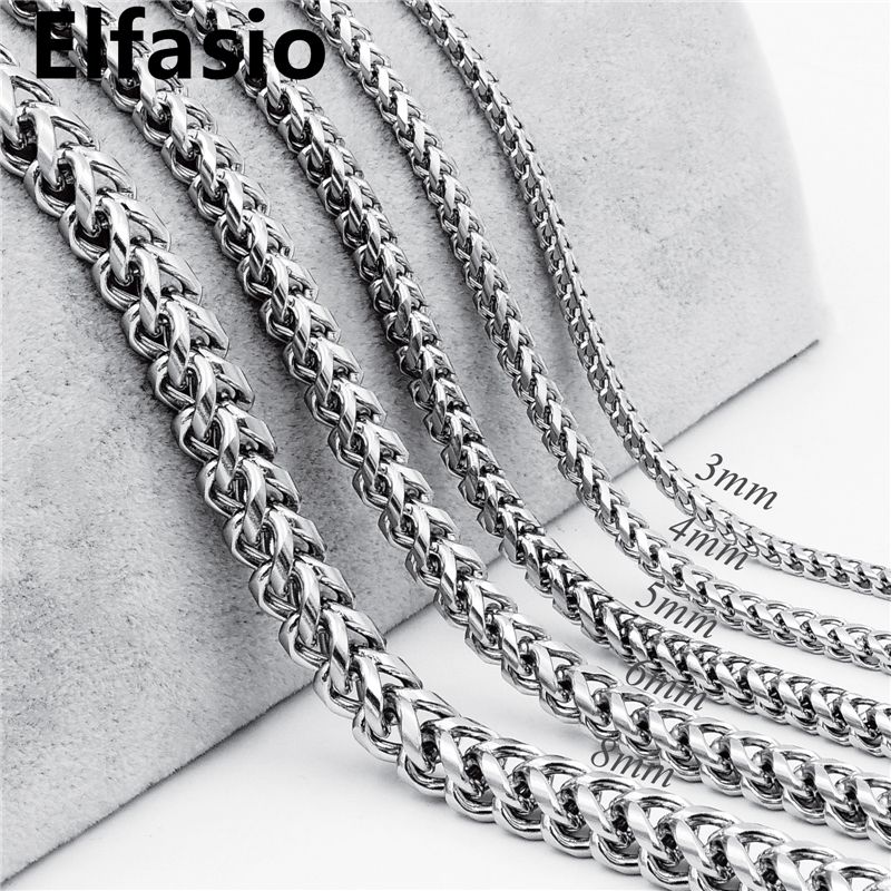 Wholesale Customized 3 4 5 6 8mm 16 Mens Square Wheat Braided Silver Stainless Steel Chain Necklace Jewelry From Rocketer 8 80 Dhgate Com