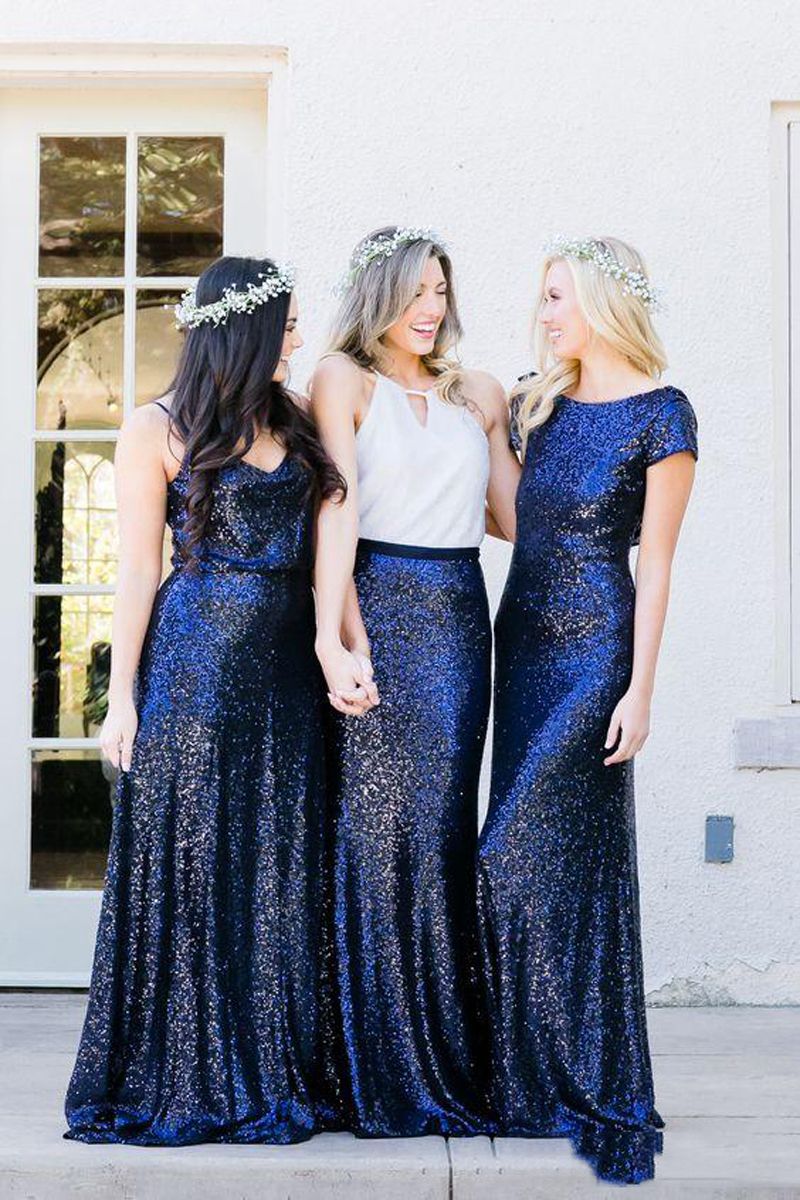 royal blue sequin bridesmaid dress