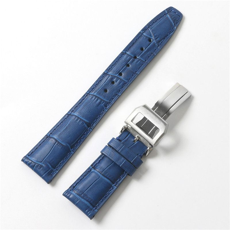 22mm blue leather silver buckle