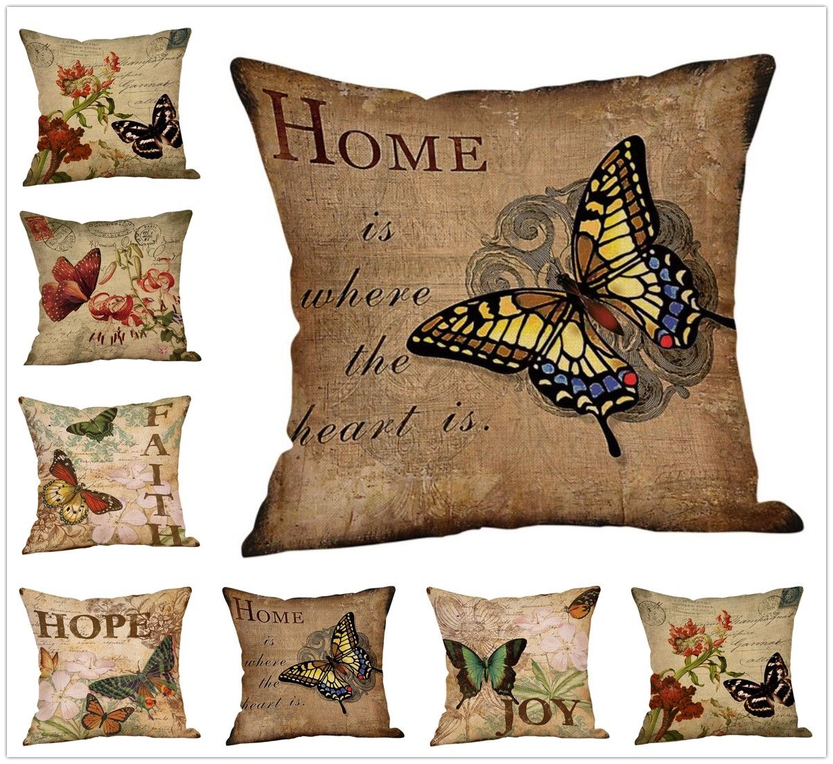 Fashion Beautiful Butterfly Flowers Pattern Pillow Case Cushion