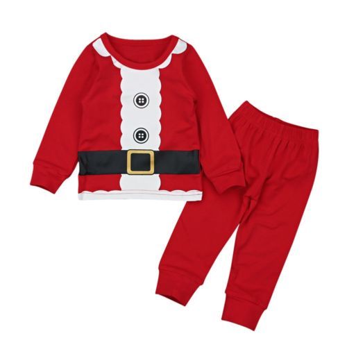 2pcs Newborn Baby Boy Girl Outfit Tops+pants Infant Toddler Xmas Clothes set