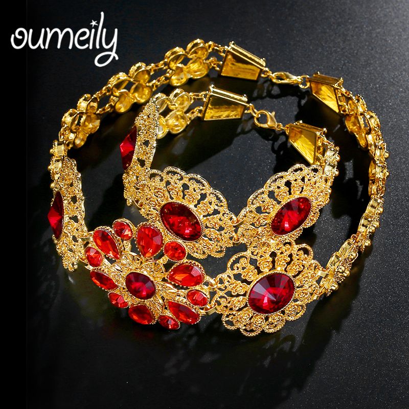 2019 Oumeily Turkish Jewelry Gold Color Jewellery Sets For Women