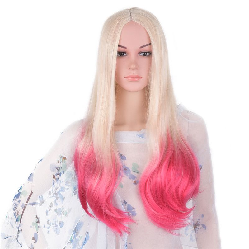 Mtmei Hair Ombre Blonde Pink Wig Synthetic Japanese Fiber Long