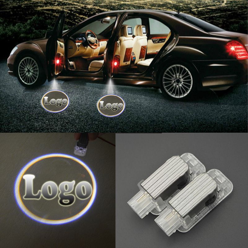 Lot de 2 lumi/ères de porte de voiture LED 3D voiture Ghost Shadow Light 2 pi/èces de lumi/ère de projection de logo pour porte de voiture paquet de 2