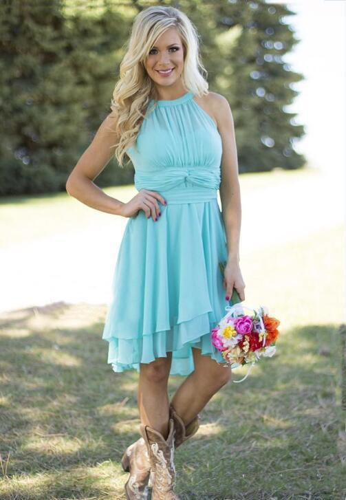 women's knee length country bridesmaid dress western wedding guest dress