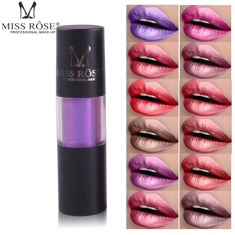 Acheter La Marque De Mode Des Femmes MISS ROSE Lèvre Métallique Rouge À  Lèvres Tube Rond Mat Antiadhésive Couleur Pour Les Lèvres Lèvre Étanche  Glaçure Maquillage Pour La Scène De 1,91 €