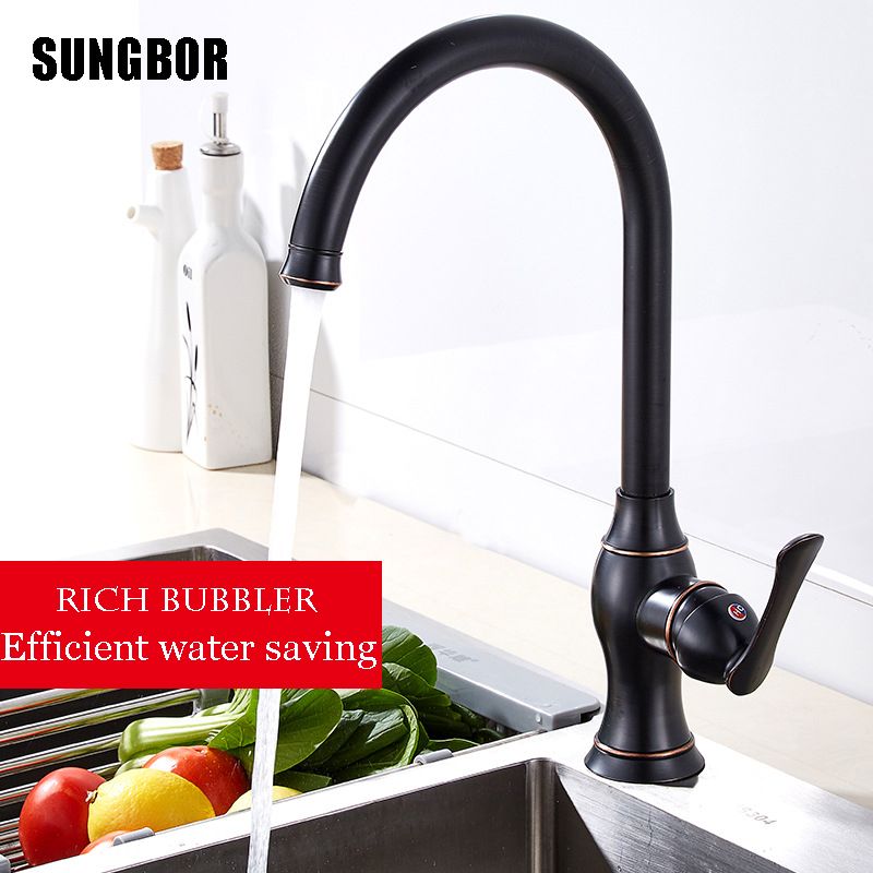 2019 Kitchen Faucet Black Brass 360 Degree Hot And Cold Kitchen