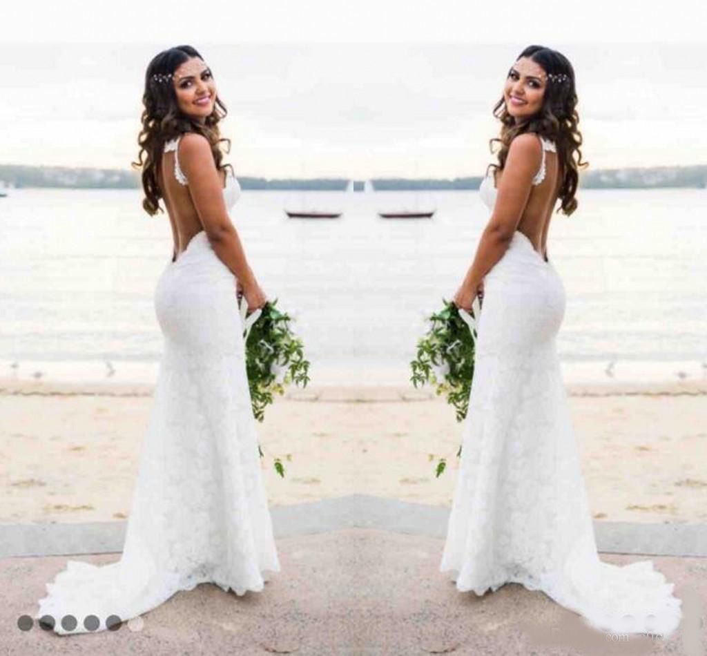 Sexy Lace Wedding Dresses Country Style Count Train Deep V Neck
