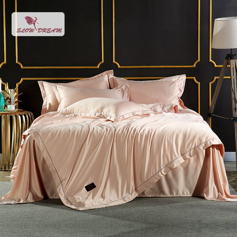 Slowdream Light Luxury Champagne Gold Bedding Set Elegant 100 Slik