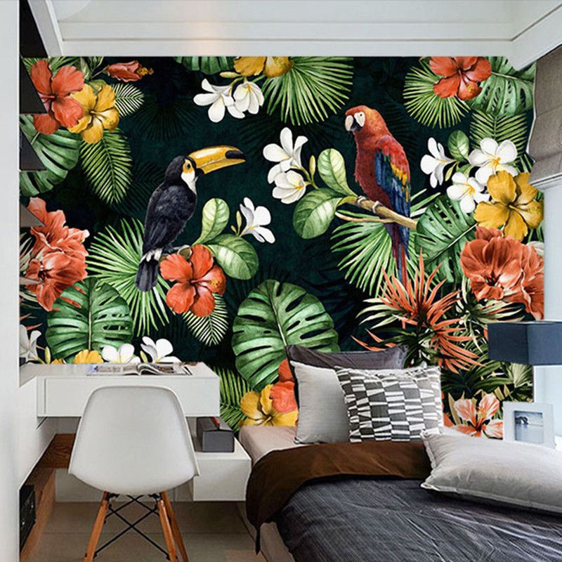 Grosshandel Benutzerdefinierte Wandbild Tapete Malerei Pastoralen Papagei Tropischen Regenwald Pflanze Cartoon Wohnzimmer Tv Hintergrund Tapeten Wohnkultur Von Homedecor789 33 23 Auf De Dhgate Com Dhgate