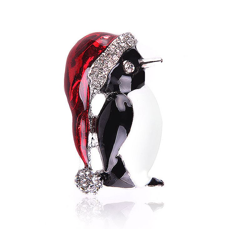 Joyeux Noël Mignon Pingouin Cristal Broche Pin Femmes Filles Bijoux Fête Cadeau