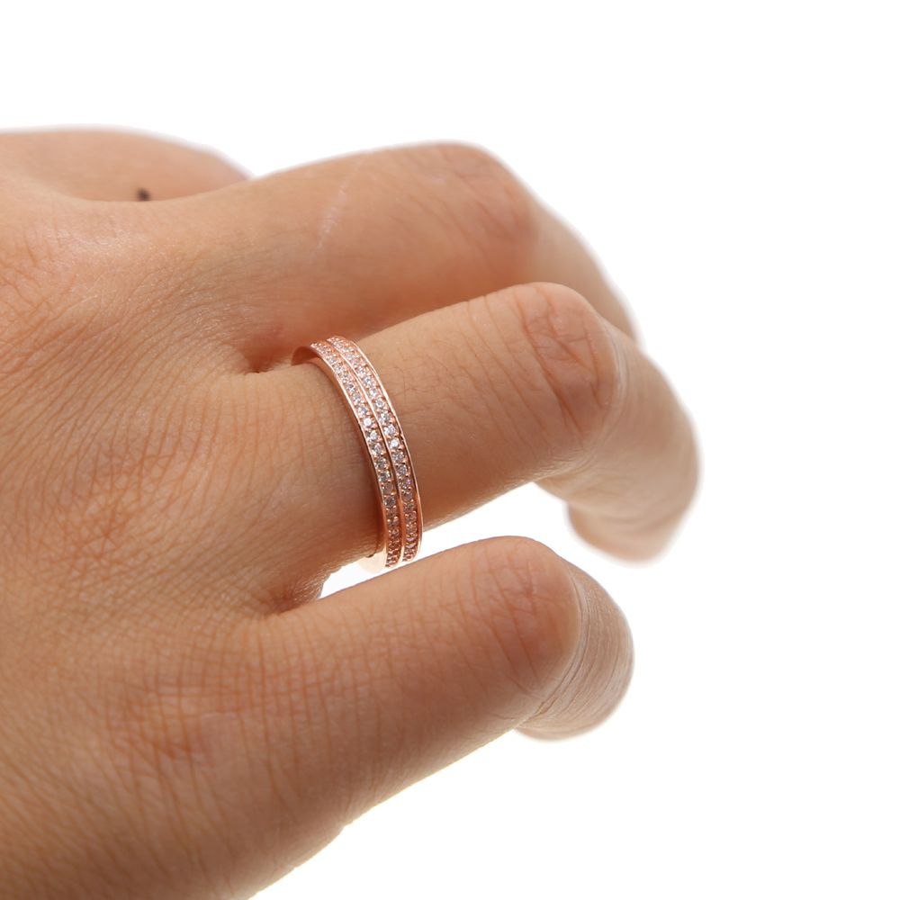 2 Colores 925 Sterling Silver Anillo Dedo gotas Apilables clásico para mujeres que