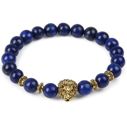 Lapis+Gold Plated Lion Head