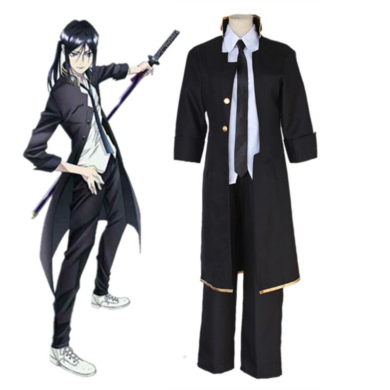 Anime K Project K RETURN OF KINGS Yatogami Kuroh Cosplay Costume Full Set  Black Uniform ( Trench + Pants + Tie )