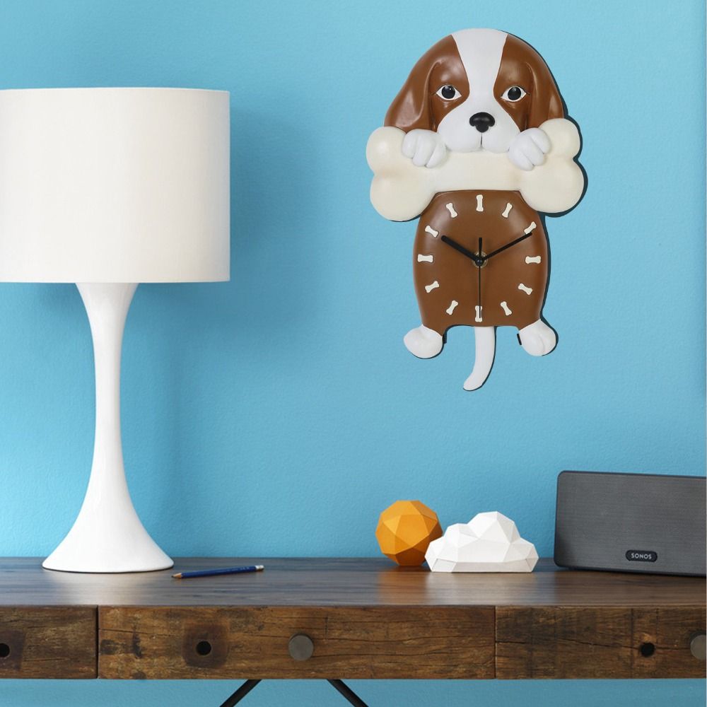 Dog Swinging Tail Pendulum Wall Clock Creative Animal Shaped Clock Home
