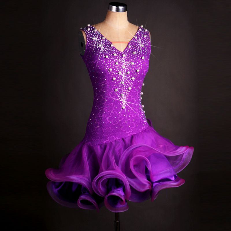 L3958 Ballroom Rhythm salsa Latin samba swing dance dress US 8 purple