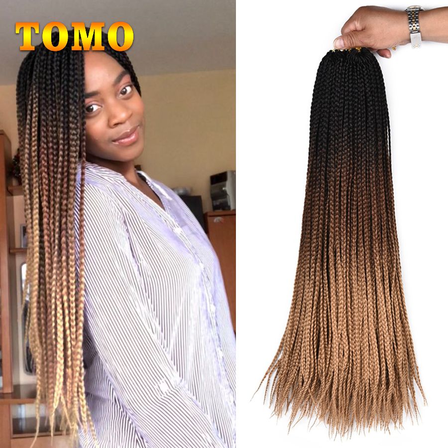 2020 Tomo Crochet Box Braids 24 Inch Long Ombre Synthetic Braiding