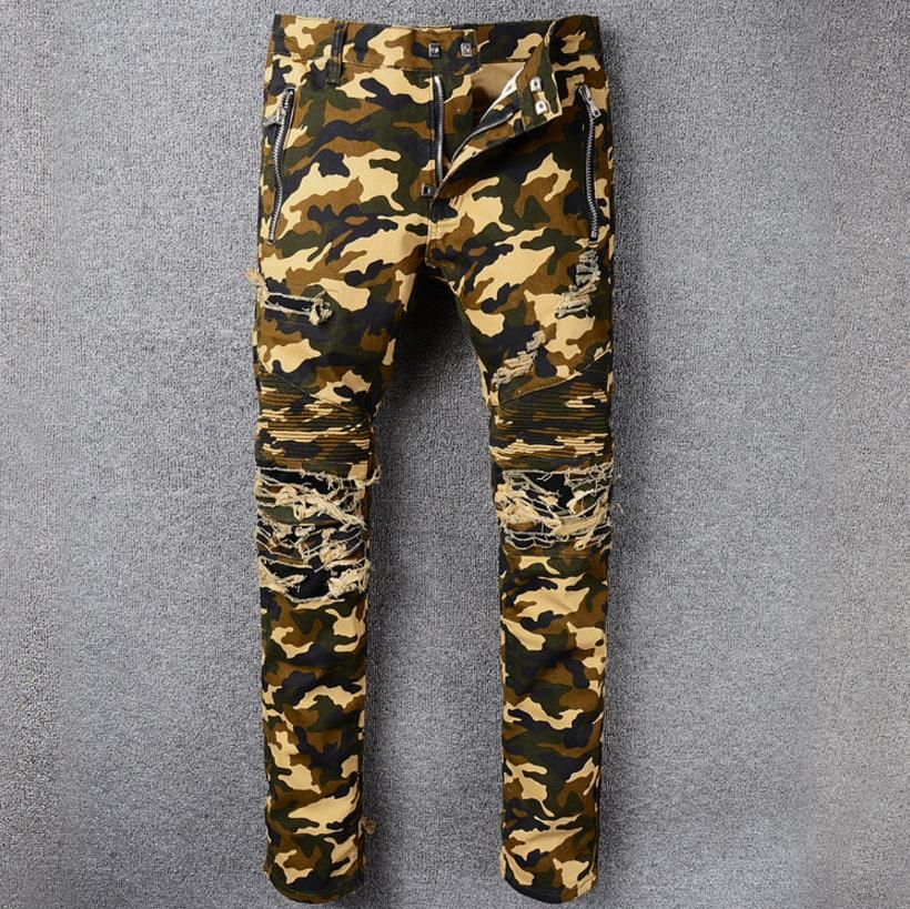 camo ripped skinny jeans mens