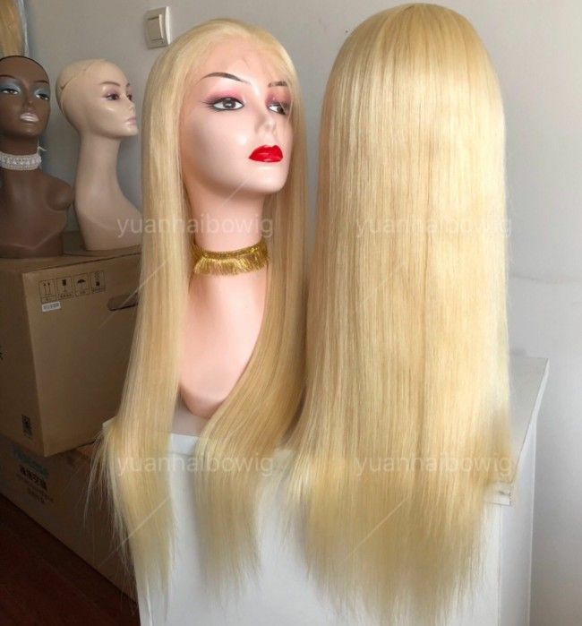 613 Blonde Full Lace Wigs Silky Straight Brazilian Virgin Human