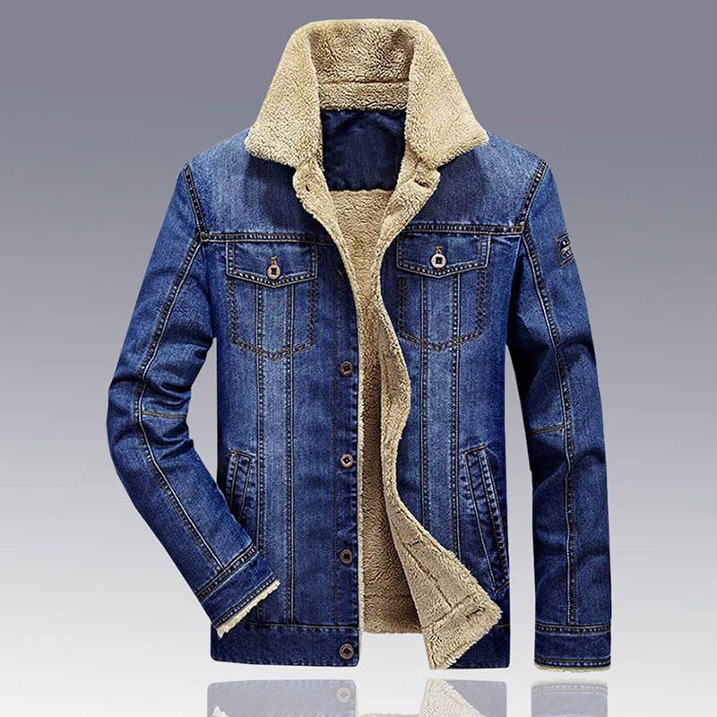 jaqueta jeans com forro de lã