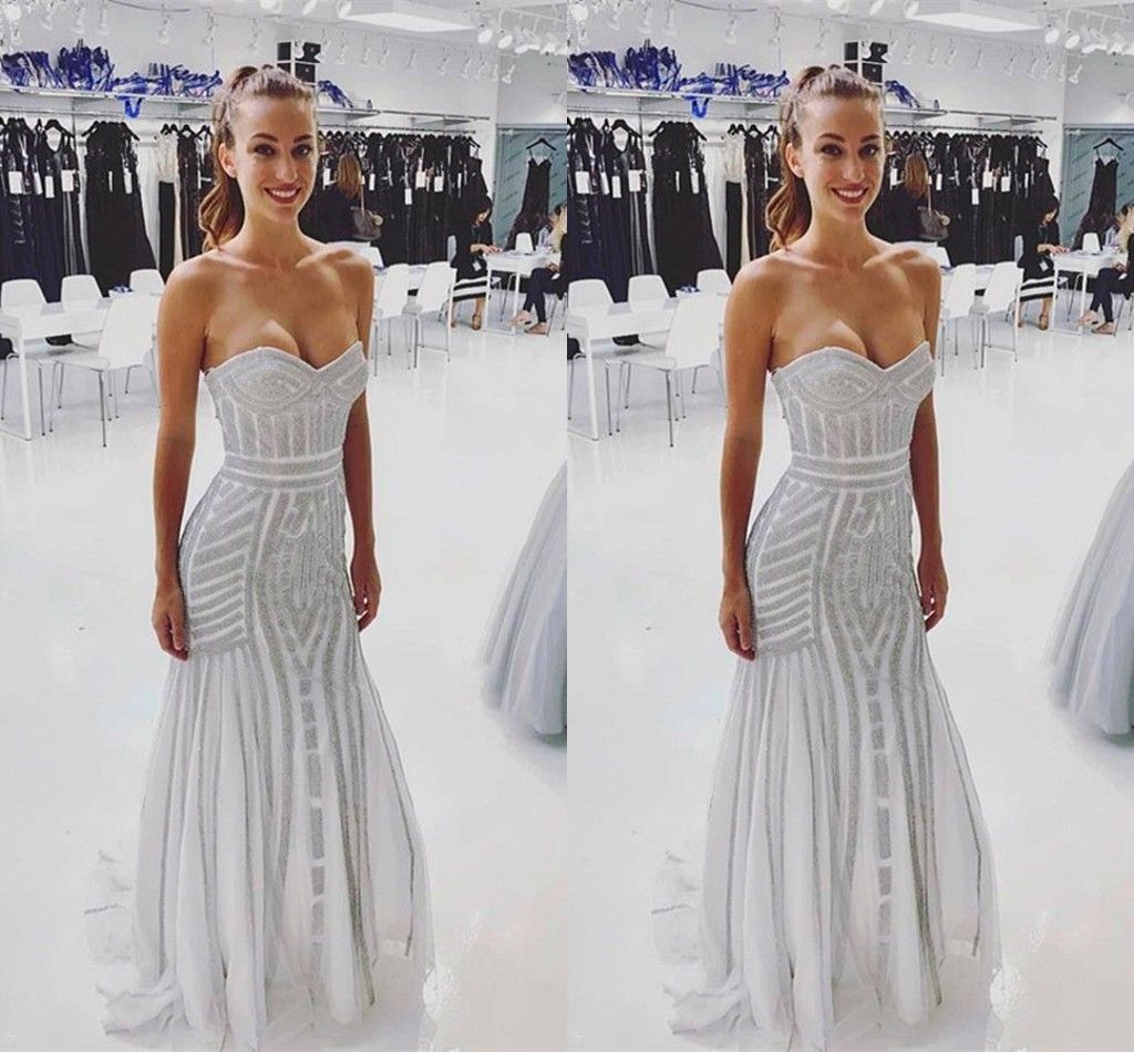 silver and white formal dresses