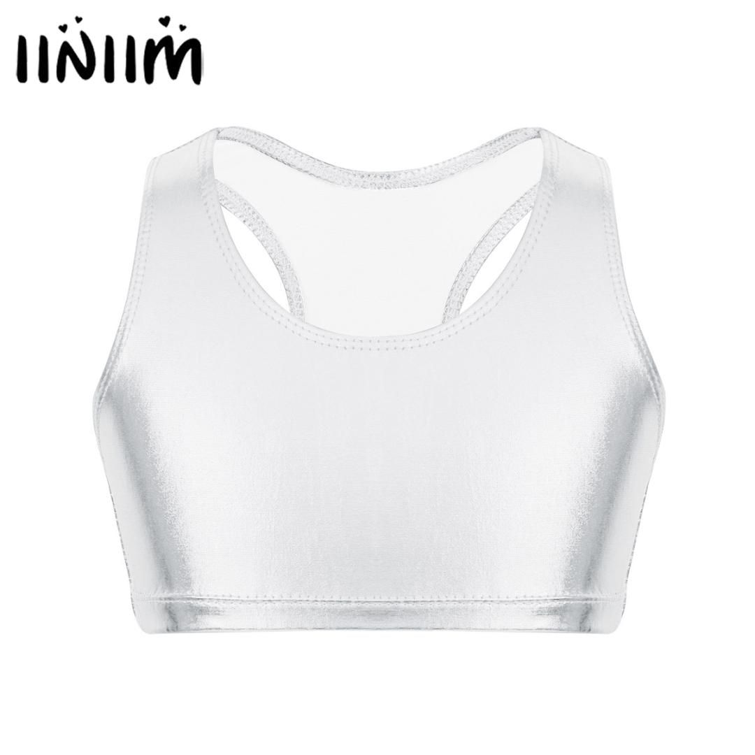 Children Metallic Shiny Dance Sleeveless Crop Top /& Shorts 5 Colour 4 Size Lot