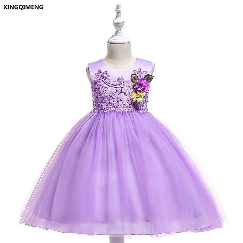 purple flower girl dresses cheap
