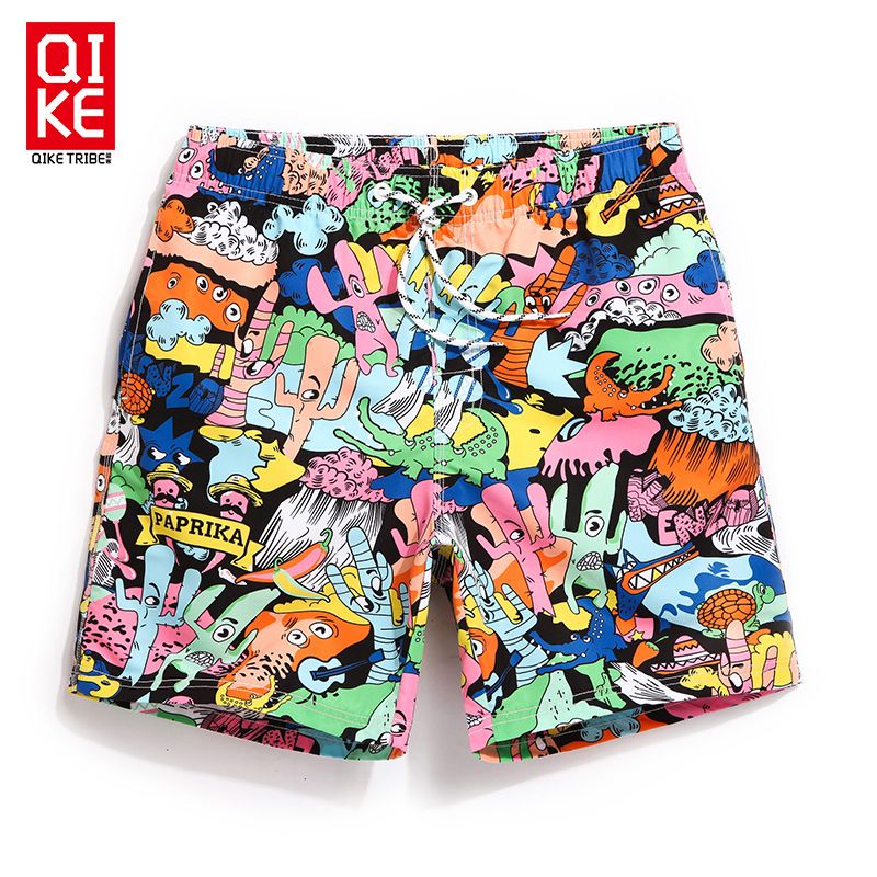 Women Swim Trunks Cartoon Dolphin with Bow Pattern Beach Board Shorts