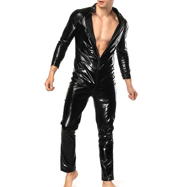 black shiny jumpsuit