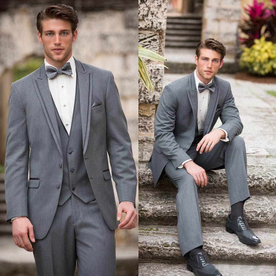 DHL Free Custom Made Men Suits Grey Wedding Suits For Man