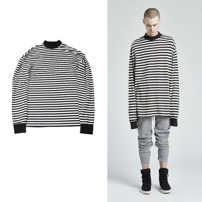 black and white striped long sleeve men