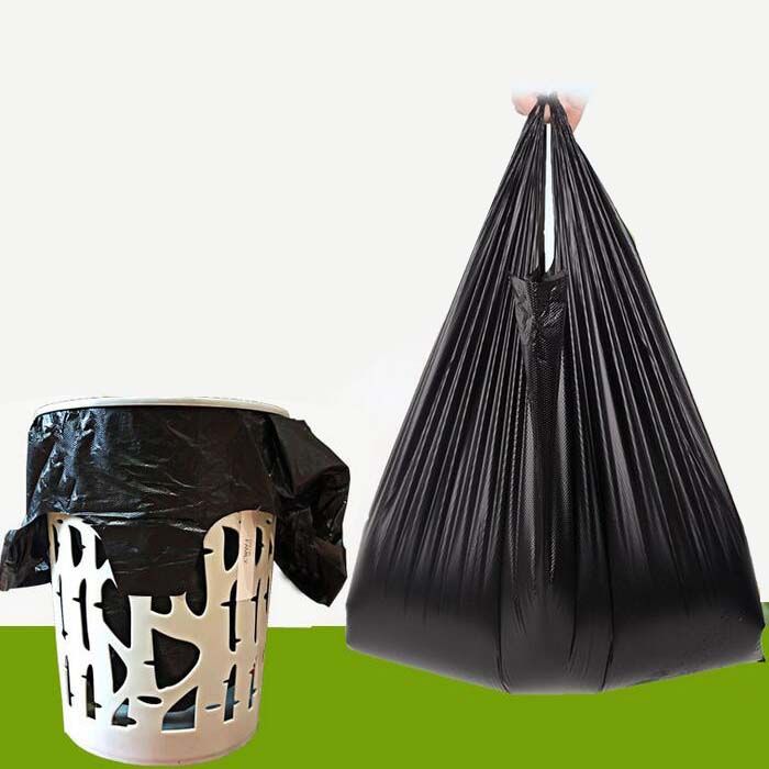 2019 52 32cm Black Garbage Bags Kitchen Drawstring Trash Bags