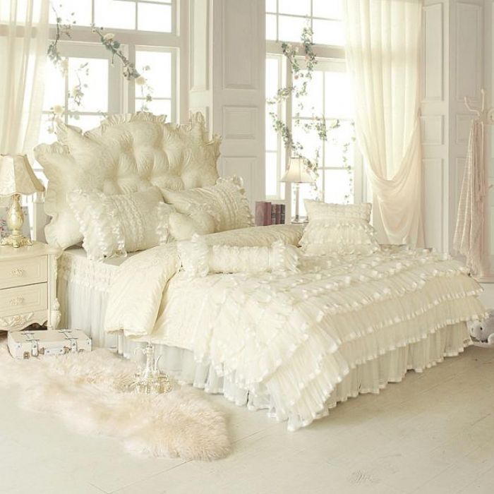 4 6 Cotton Luxury Wedding Bedding Set Lace Bed Set King Queen Twin