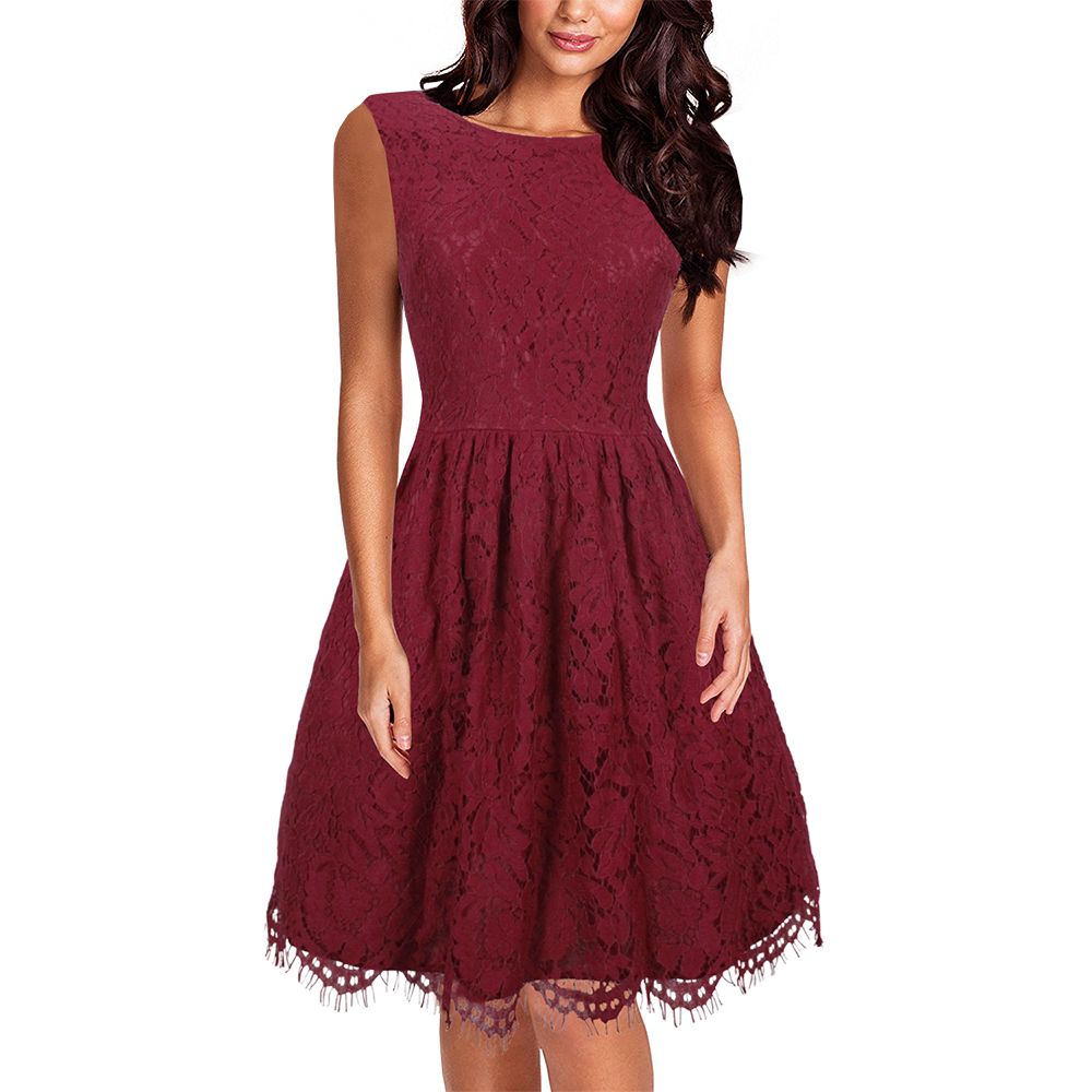 burgundy rockabilly dress