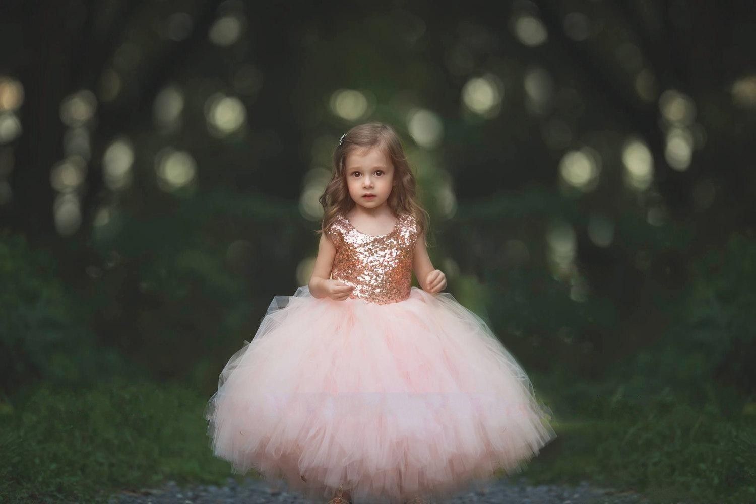 Rose Gold Sweety Country 2018 Vestido de fiesta Flor Vestidos para niñas Joya sin mangas Con Rose Gold Sweety Country 2018 Vestido de fiesta Flor Vestidos para niñas Joya sin mangas Con