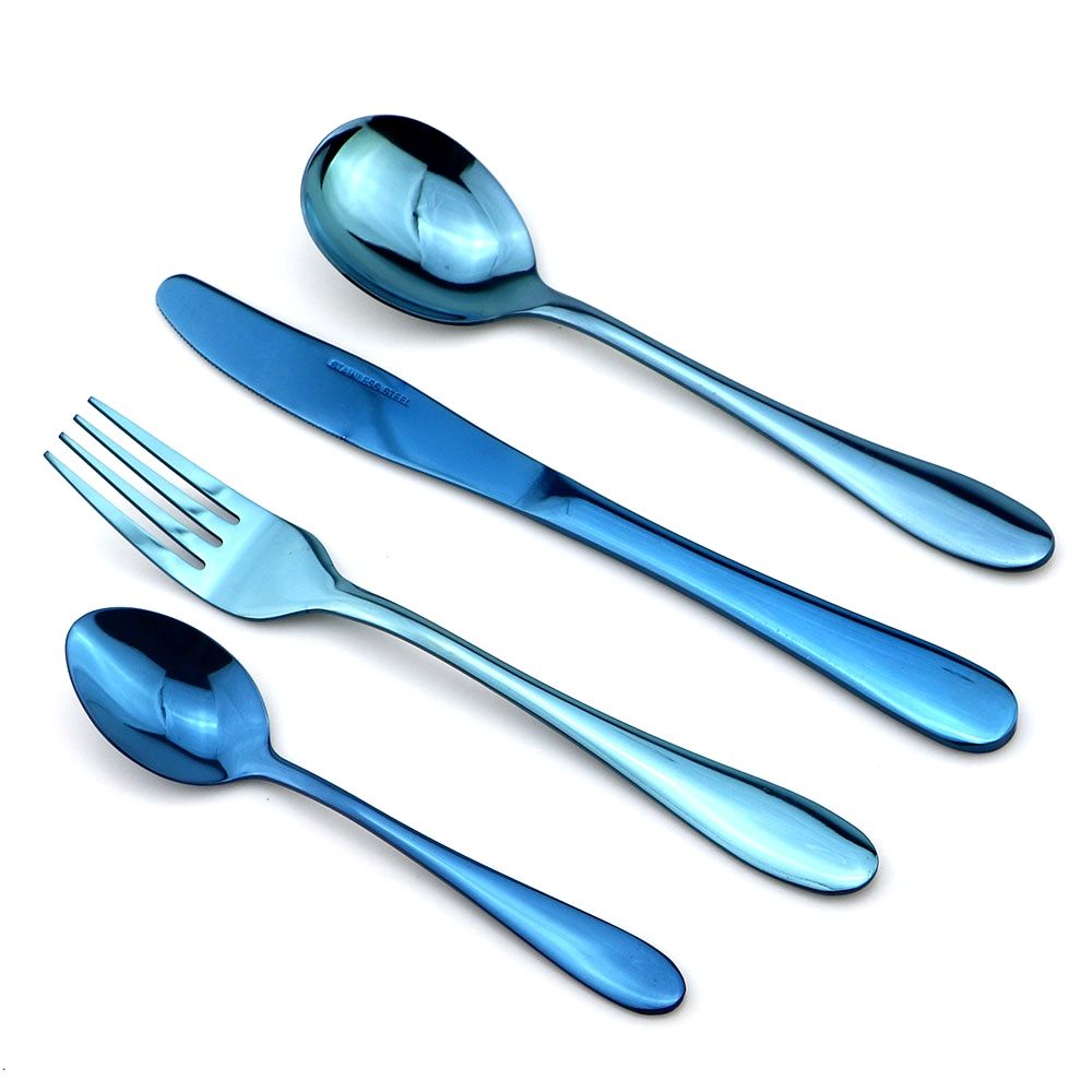 JANKNG Black Cutlery Dinner Set Stainless Steel Rainbow Cutlery Kitchen Dining Silverware