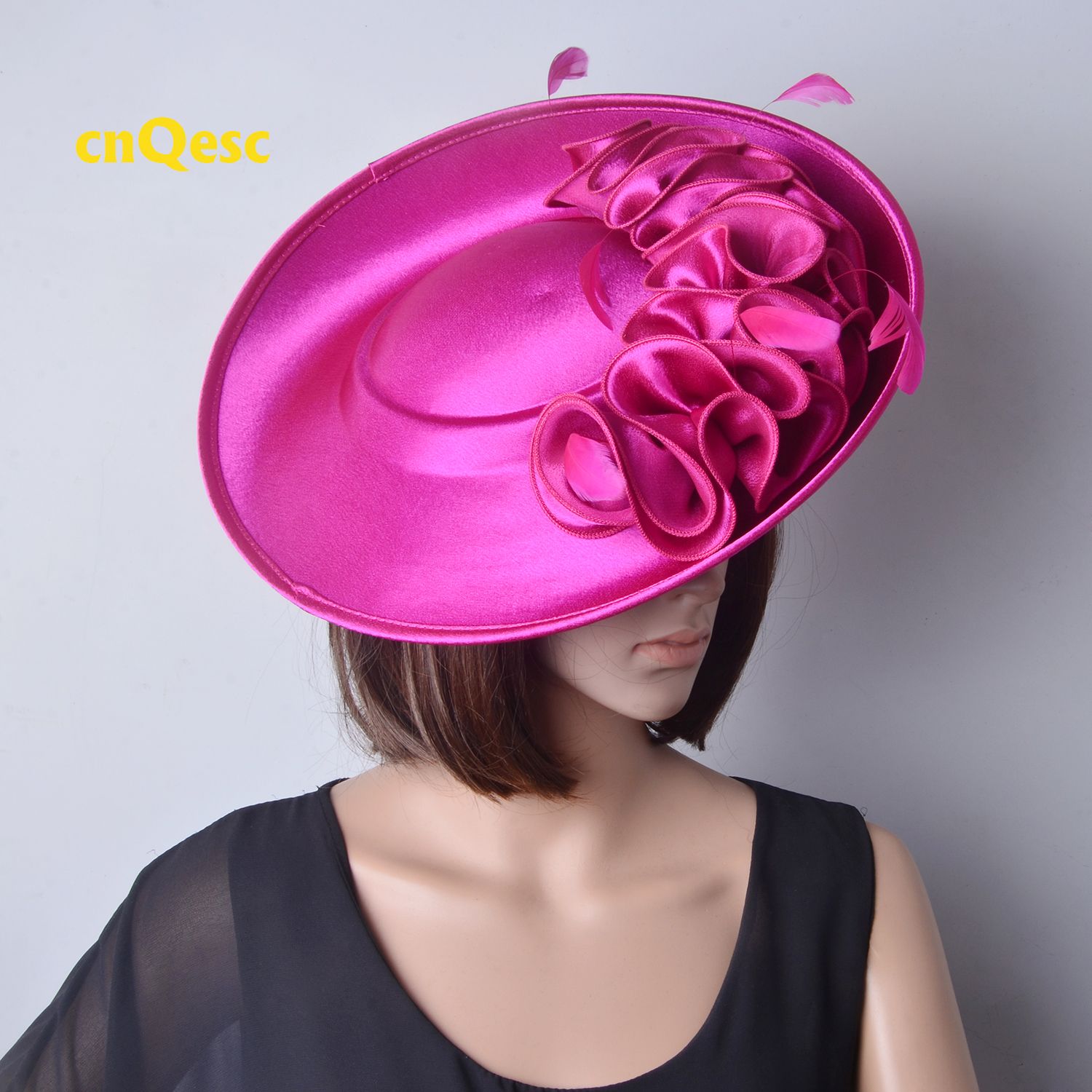 Magenta Pink Large Saucer Sinamay Satin 
