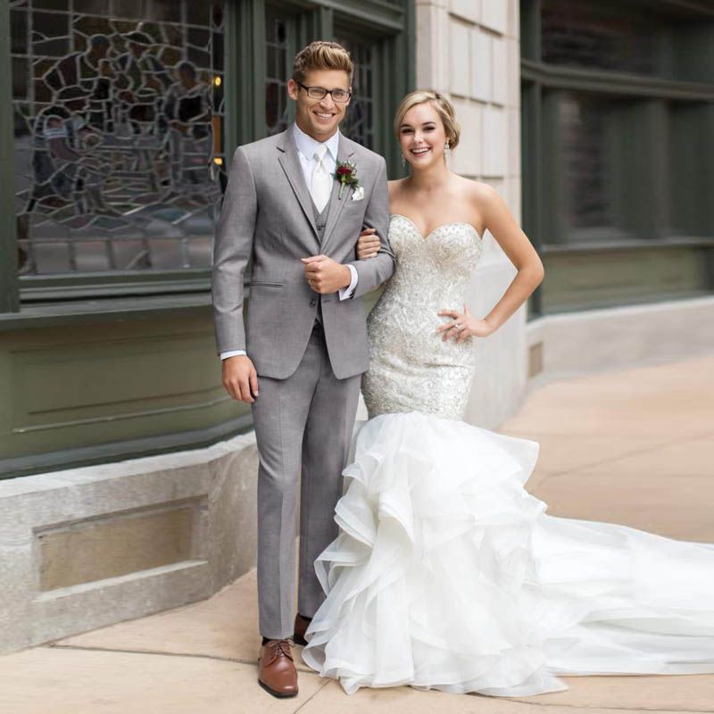 Gray Groom Tuxedo Wedding Suits For Men 