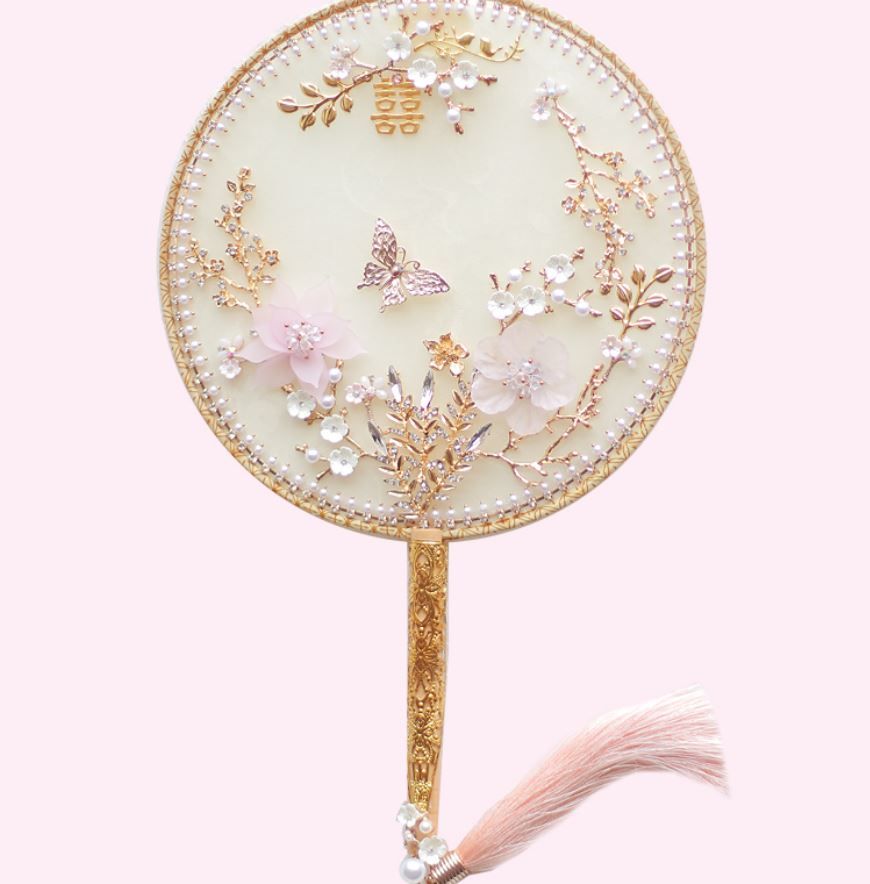 Custom Chinese Pink Gold Fan Wedding Bouquet Fine Elegant Bridal Bouquet From Golden Phoenix 36 29 Dhgate Com