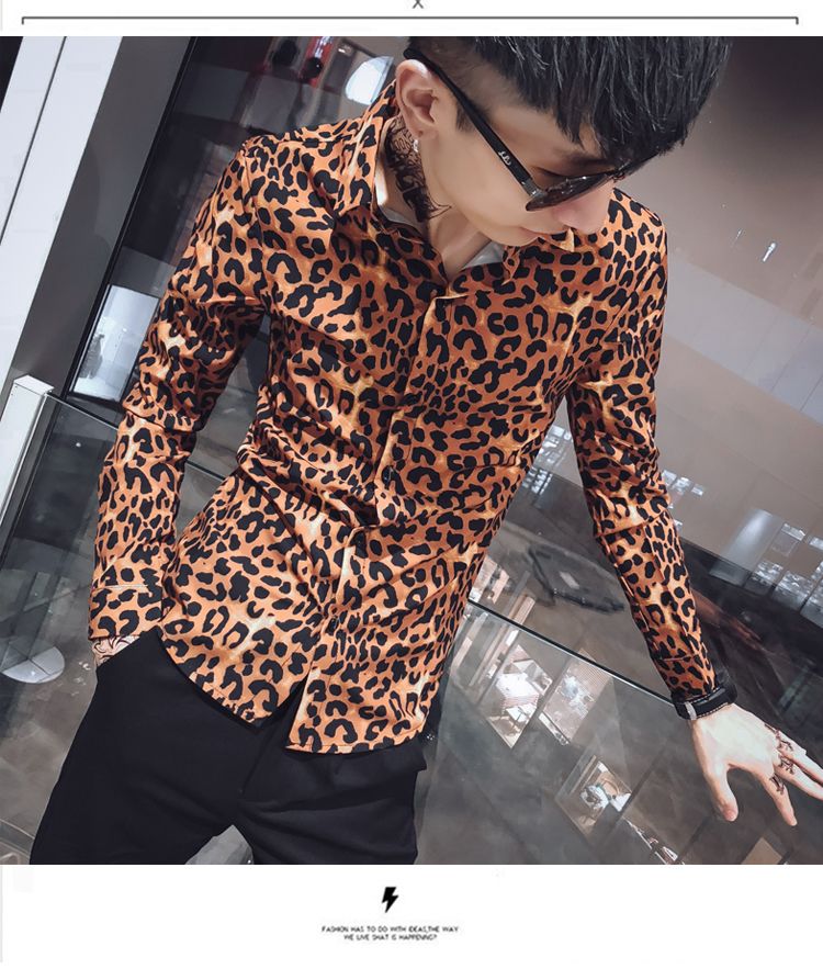 2020 New Arrival Gentleman Mens Clothing Male Fashion Slim Leopard ...