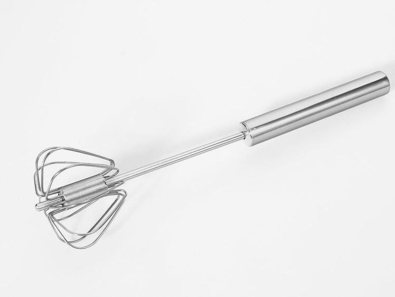 10 inch Egg Whisk Mixer Manual Stainless Steel Self Turning Push Silver Helper