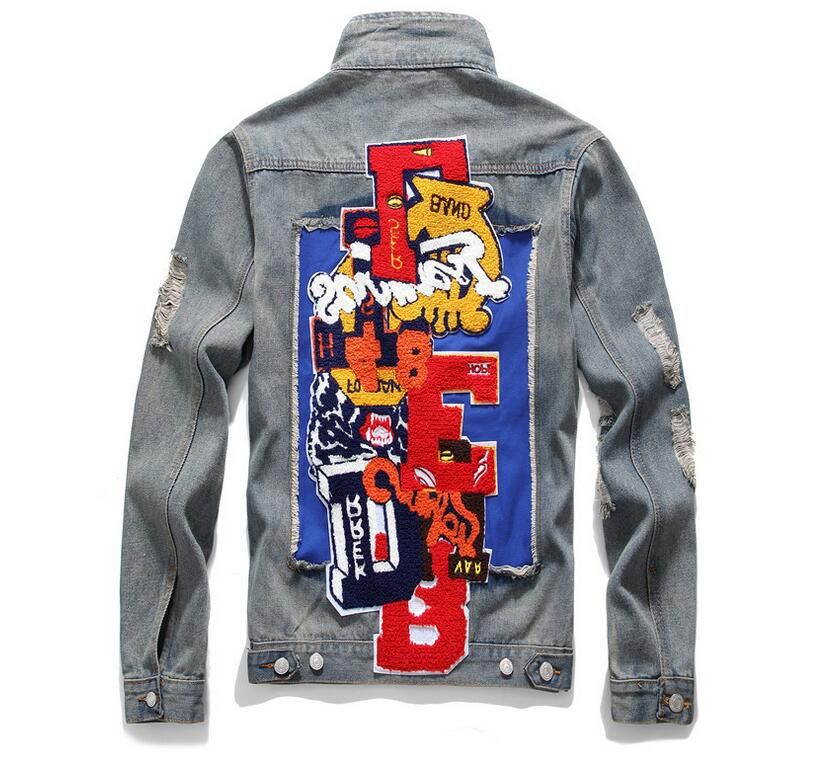 2019 New Mens More Badge Denim Jacket L 