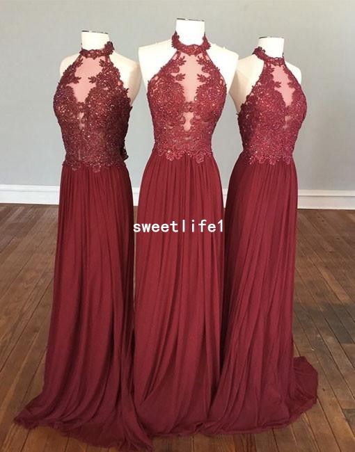 red lace chiffon gown dress